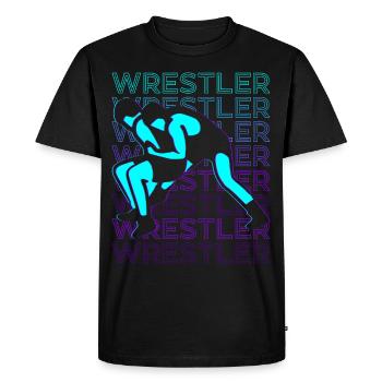 Ringer Wrestling Rétro - T-shirt Premium bio Homme - noir - Devant - Nico (187cm)