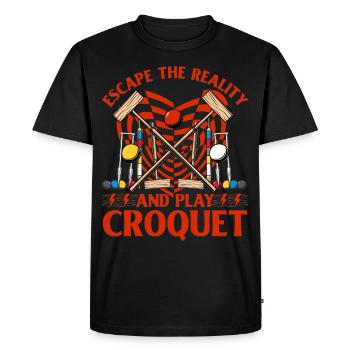 Échappez à la réalité et jouez au croquet - T-shirt Premium bio Homme - noir - Devant - Nico (187cm)