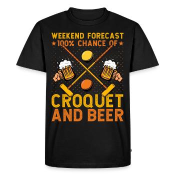 Prévisions du week-end 100% Chance Croquet et Bière - T-shirt Premium bio Homme - noir - Devant - Nico (187cm)