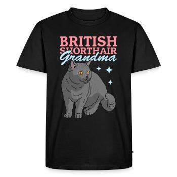 Grand-mère britannique à poil court | Cadeau maman chat - T-shirt Premium bio Homme - noir - Devant - Nico (187cm)