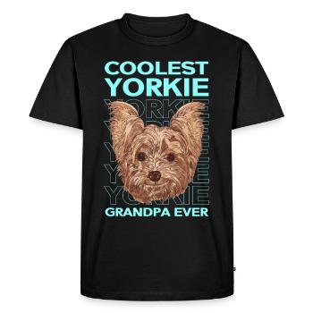 Yorkie Grandpa Dogs Yorkshire Terrier Cadeau - T-shirt Premium bio Homme - noir - Devant - Nico (187cm)