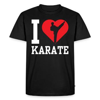 J’adore les combattants d’arts martiaux de karaté - T-shirt Premium bio Homme - noir - Devant - Nico (187cm)