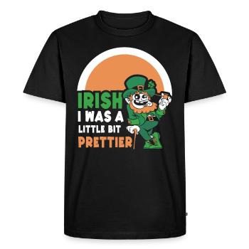 Iirish I Was A Little Bit Prettier Irish - Men's Premium Organic T-Shirt - black - Front - Nico (187cm)