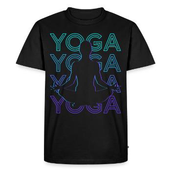 Yoga Méditation Méditation Rétro - T-shirt Premium bio Homme - noir - Devant - Nico (187cm)