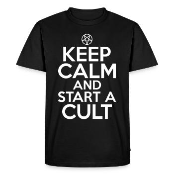 Drôle de culte Restez calme et commencez un culte Ok - T-shirt Premium bio Homme - noir - Devant - Nico (187cm)