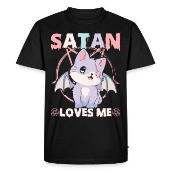 Funny Cult Pastel Goth Cat Pentagram - Men's Premium Organic T-Shirt - black - Front - Nico (187cm)