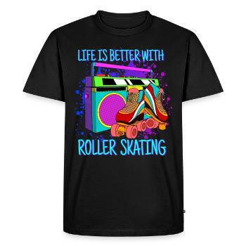 Roller Skates Cadeau Rétro Roller Skate Fille - T-shirt Premium bio Homme - noir - Devant - Nico (187cm)