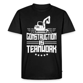 Les travaux de construction sont un travail d’équipe Travail d’équipe Construction Chantier de construction - T-shirt Premium bio Homme - noir - Devant - Nico (187cm)