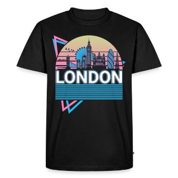 London City Skyline Cityscape Rétro - T-shirt Premium bio Homme - noir - Devant - Nico (187cm)