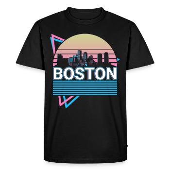 Boston City Skyline Cityscape Rétro - T-shirt Premium bio Homme - noir - Devant - Nico (187cm)