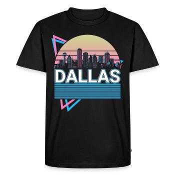 Dallas City Skyline Cityscape Rétro - T-shirt Premium bio Homme - noir - Devant - Nico (187cm)
