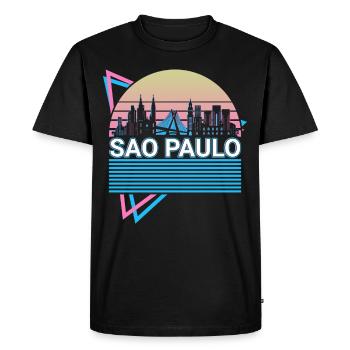 Sao Paulo City Skyline Cityscape Retro - Men's Premium Organic T-Shirt - black - Front - Nico (187cm)
