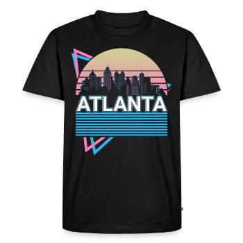 Atlanta City Skyline Cityscape Rétro - T-shirt Premium bio Homme - noir - Devant - Nico (187cm)