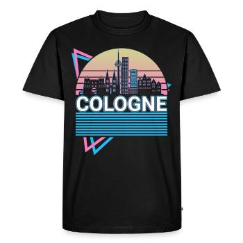 Cologne City Skyline Cityscape Rétro - T-shirt Premium bio Homme - noir - Devant - Nico (187cm)