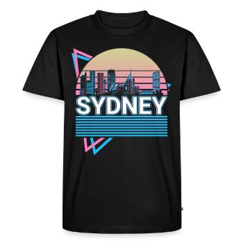 Sidney City Skyline Cityscape Rétro - T-shirt Premium bio Homme - noir - Devant - Nico (187cm)