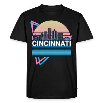 Cincinnati City Skyline Cityscape Rétro - T-shirt Premium bio Homme - noir - Devant - Nico (187cm)