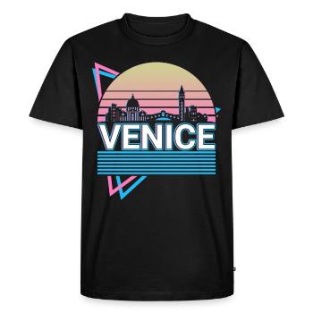 Venise City Skyline Cityscape Rétro - T-shirt Premium bio Homme - noir - Devant - Nico (187cm)