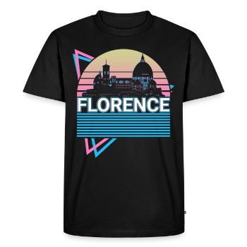 Florence City Skyline Cityscape Rétro - T-shirt Premium bio Homme - noir - Devant - Nico (187cm)
