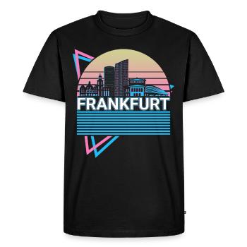 Frankfurt City Skyline Cityscape Rétro - T-shirt Premium bio Homme - noir - Devant - Nico (187cm)