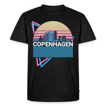 Copenhague City Skyline Cityscape Rétro - T-shirt Premium bio Homme - noir - Devant - Nico (187cm)