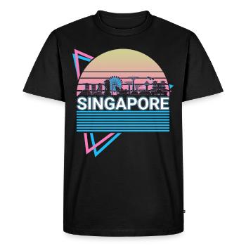 Singapour City Skyline Cityscape Rétro - T-shirt Premium bio Homme - noir - Devant - Nico (187cm)