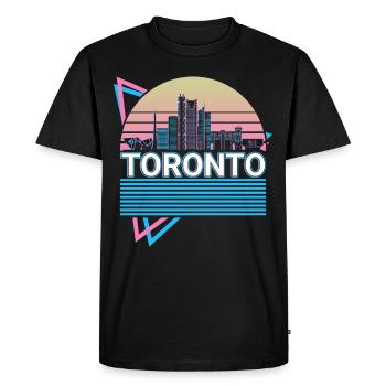 Toronto City Skyline Cityscape Rétro - T-shirt Premium bio Homme - noir - Devant - Nico (187cm)