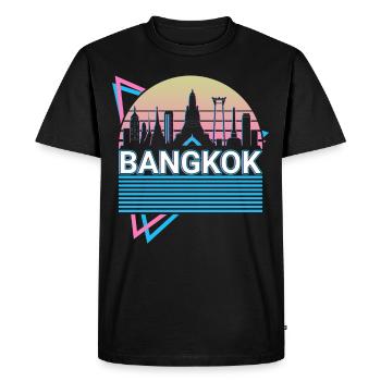Bangkok City Skyline Cityscape Rétro - T-shirt Premium bio Homme - noir - Devant - Nico (187cm)