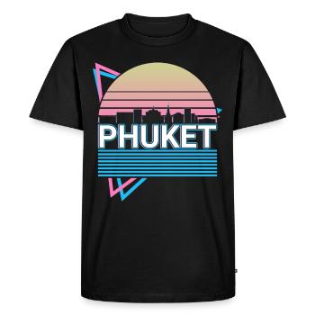 Phuket City Skyline Cityscape Retro - Men's Premium Organic T-Shirt - black - Front - Nico (187cm)