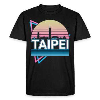 Taipei City Skyline Cityscape Rétro - T-shirt Premium bio Homme - noir - Devant - Nico (187cm)