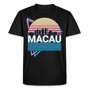 Macao City Skyline Cityscape Rétro - T-shirt Premium bio Homme - noir - Devant - Nico (187cm)