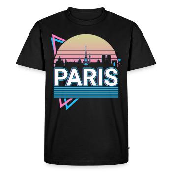 Paris City Skyline Cityscape Rétro - T-shirt Premium bio Homme - noir - Devant - Nico (187cm)