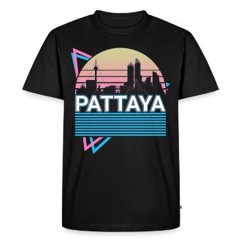 Pattaya City Skyline Cityscape Rétro - T-shirt Premium bio Homme - noir - Devant - Nico (187cm)
