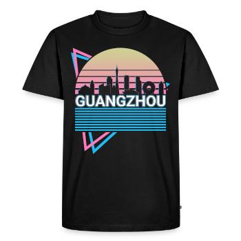 Guangzhou City Skyline Cityscape Rétro - T-shirt Premium bio Homme - noir - Devant - Nico (187cm)