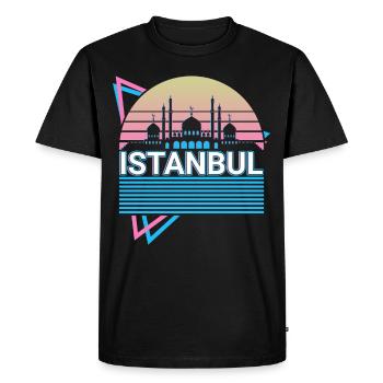Istanbul City Skyline Cityscape Rétro - T-shirt Premium bio Homme - noir - Devant - Nico (187cm)