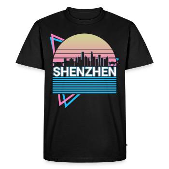 Shenzhen City Skyline Cityscape Rétro - T-shirt Premium bio Homme - noir - Devant - Nico (187cm)