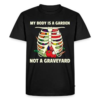 Potager Végétarien Végétalien I Cadeau - T-shirt Premium bio Homme - noir - Devant - Nico (187cm)