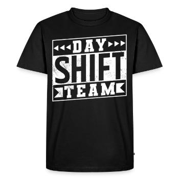 Équipe de jour Travail posté Travail posté Travail posté - T-shirt Premium bio Homme - noir - Devant - Nico (187cm)