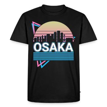 Osaka City Skyline Cityscape Rétro - T-shirt Premium bio Homme - noir - Devant - Nico (187cm)