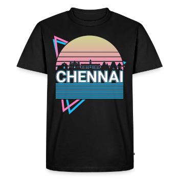 Chennai City Skyline Cityscape Rétro - T-shirt Premium bio Homme - noir - Devant - Nico (187cm)
