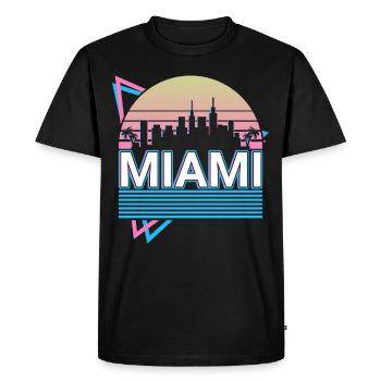 Miami City Skyline Cityscape Rétro - T-shirt Premium bio Homme - noir - Devant - Nico (187cm)