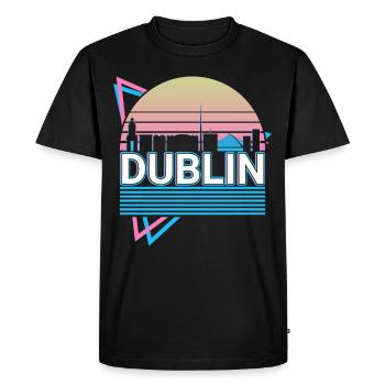 Dublin City Skyline Cityscape Rétro - T-shirt Premium bio Homme - noir - Devant - Nico (187cm)