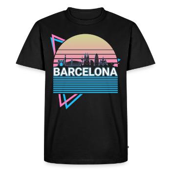 Barcelone City Skyline Cityscape Rétro - T-shirt Premium bio Homme - noir - Devant - Nico (187cm)