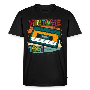 cassette vintage 1971 années 70 51ème anniversaire - T-shirt Premium bio Homme - noir - Devant - Nico (187cm)