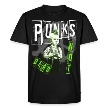 Punks not Dead Oi Skinhead Punk Rock Shirt - Men's Premium Organic T-Shirt - black - Front - Nico (187cm)