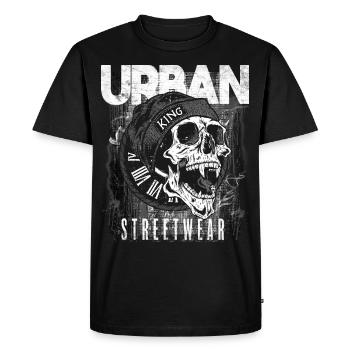 Skull Urban Streetwear - T-shirt Premium bio Homme - noir - Devant - Nico (187cm)