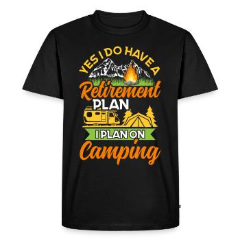 Plan de retraite - Cadeau camping-car - T-shirt Premium bio Homme - noir - Devant - Nico (187cm)