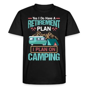 Plan de retraite - Cadeau camping-car - T-shirt Premium bio Homme - noir - Devant - Nico (187cm)