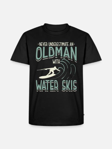 Never Underestimate An Old Man With Water Ski - Men's Premium Organic T-Shirt - black