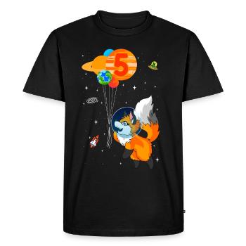 Astronaute 5e anniversaire Fox Costume d’astronaute - T-shirt Premium bio Homme - noir - Devant - Nico (187cm)