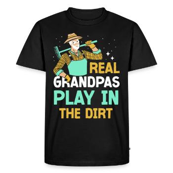Les vrais grands-pères jouent au jardinage dans la terre - T-shirt Premium bio Homme - noir - Devant - Nico (187cm)